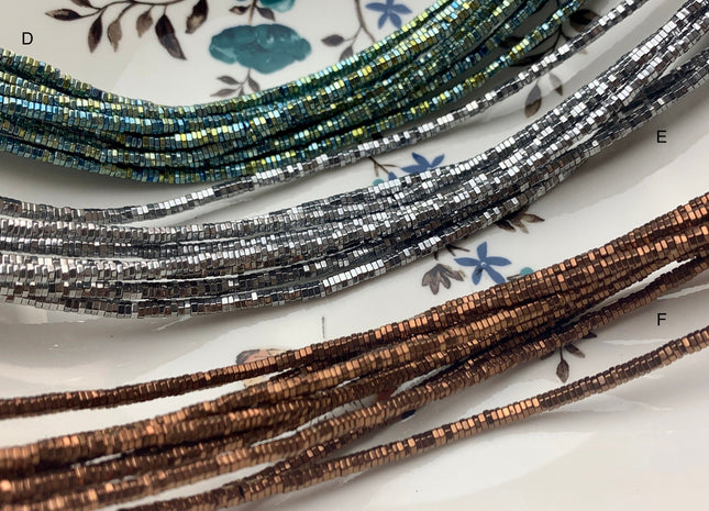 3mm 4mm Shiny Hematite Pyrite Beads Silver Gold Bronze Rainbow Rhodium Color Faceted Heishi Hexagon Tiny Spacer Beads 15.5 Inches #3278