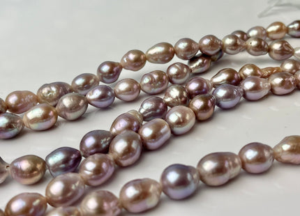 9-10x12mm AA Full Strand Large Hole Very Rare Dark Mauve Pink Baroque Pearl W/Iridescent Color Hole Size 2.2mm TearDrop Pearl 30 Bead #P2324