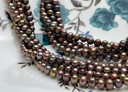 5-5.5 mm AA Metallic Brown Peacock Color Potato Freshwater Pearl Beads Genuine High Luster Tiny Small Potato Freshwater Pearls #P2072