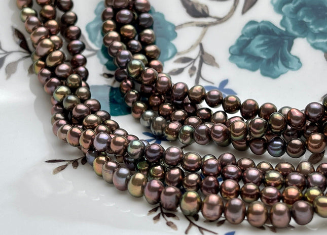 5-5.5 mm AA Metallic Brown Peacock Color Potato Freshwater Pearl Beads Genuine High Luster Tiny Small Potato Freshwater Pearls #P2072