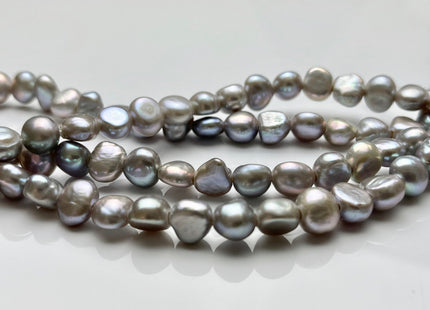 9 mm AAA Large Hole Freshwater Pearl Nuggets Hole Size 2.1 mm, Pinkish Gray Color Genuine Freshwater Pearl Potato Nugget Pearl Beads #1074