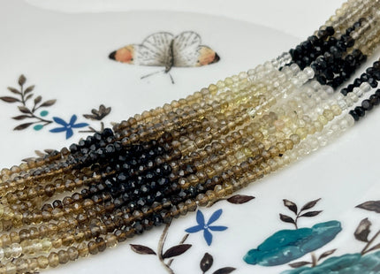 3 mm Natural Shaded Champagne Quartz Gemstone Beads Faceted Rondelle Shape Genuine Champagne Quartz Gemstone Bead 13.5 Inches Strand #4169