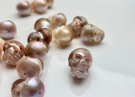 One Piece 10-11x12-13 mm Hand Carved Skull Freshwater Pearl Beads Genuine Natural Pink/Mauve Pearl For DIY Earring Pendant Jewelry #P1198