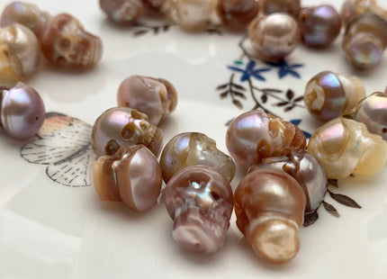 One Piece 10-11x12-13 mm Hand Carved Skull Freshwater Pearl Beads Genuine Natural Pink/Mauve Pearl For DIY Earring Pendant Jewelry #P1198