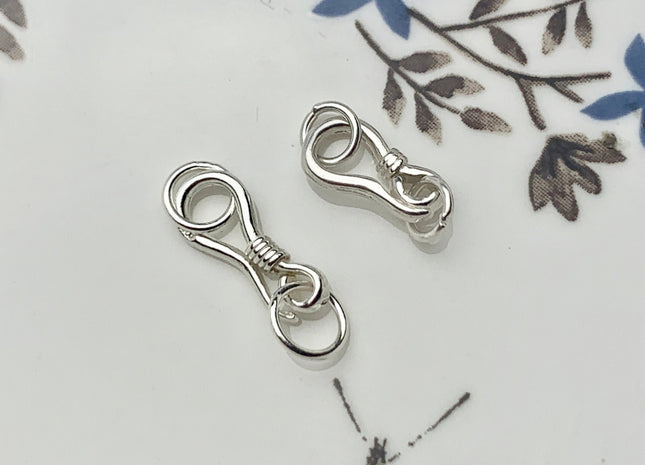 6x16-20 mm 925 Sterling Silver Hook Bali Clasp Findings Genuine Sterling Silver S Shape Clasp with Closed Jump Rings DIY Jewelry #10118