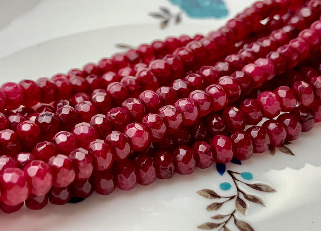 BEST DEAL 4x6 mm Faceted Rondelle Red And Mahogany Color Agate Gemstone Beads Genuine Agate Gemstone Loose Beads 14 Inches Strand #2772
