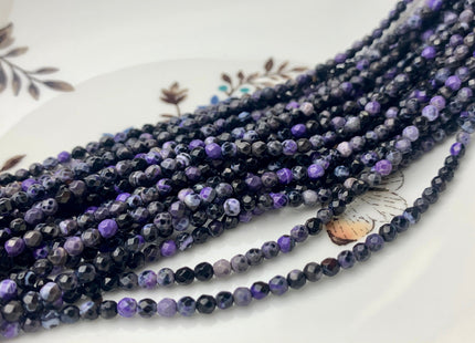 WHOLESALE 3 mm Faceted Round Agate Gemstone Beads Genuine Mixed Pink Blue Black Yellow Gray Purple Color Agate Loose Beads 15 Inches #3229