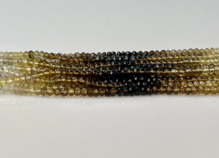 3 mm Natural Shaded Champagne Quartz Gemstone Beads Faceted Rondelle Shape Genuine Champagne Quartz Gemstone Bead 13.5 Inches Strand #4169