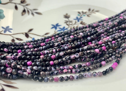 WHOLESALE 3 mm Faceted Round Agate Gemstone Beads Genuine Mixed Pink Blue Black Yellow Gray Purple Color Agate Loose Beads 15 Inches #3229