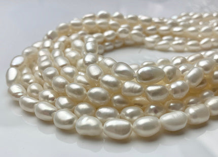 6-7x9-10 mm AAA Natural White High Luster Rice Nugget Freshwater Pearl Beads Top Quality Very Smooth White Freshwater Nugget Pearls #1402