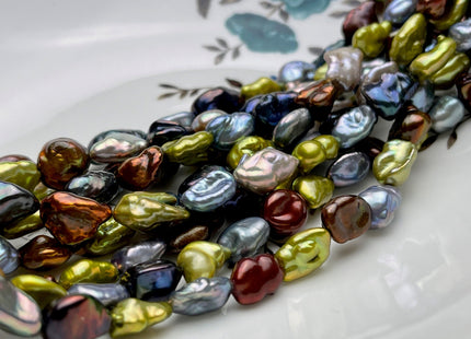 7x10-12 mm AAA High Luster Green Gray Copper Brown Keshi Rice/Oval Nugget Freshwater Pearl Beads Genuine Natural Keshi Pearls #P1845