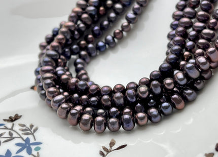 6 mm Purplish Peacock Color Potato Freshwater Pearl Beads, Genuine Freshwater Pearl Beads #1128