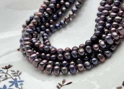6 mm Purplish Peacock Color Potato Freshwater Pearl Beads, Genuine Freshwater Pearl Beads #1128