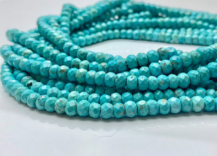 4x6 mm Natural Faceted Rondelle Turquoise Beads Natural Color Turquoise Loose Beads #2583