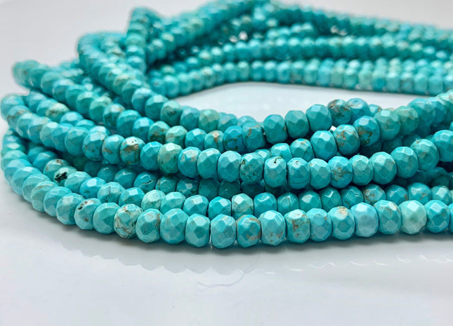 4x6 mm Natural Faceted Rondelle Turquoise Beads Natural Color Turquoise Loose Beads #2583