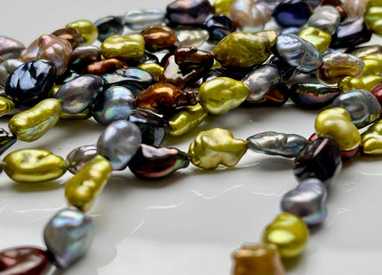 7-8x10-12 mm AAA High Luster Green Gray Copper Brown Keshi Rice/Oval Nugget Freshwater Pearl Beads Genuine Natural Keshi Pearls #P1845