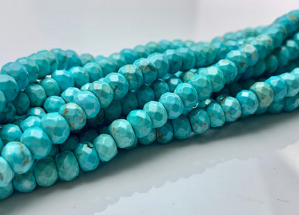 4x6 mm Natural Faceted Rondelle Turquoise Beads Natural Color Turquoise Loose Beads #2583