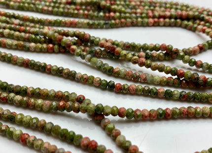 2x3 mm AAA Natural Color Faceted Rondelle Unakite Gemstone Beads Top Quality Micro Faceted Unakite Gemstone Loose Beads # 2443