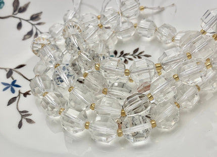 9x10mm 11x12mm AAA Half Strand Faceted Energy Prism Cut Rock Quartz Gemstone Genuine Double Terminated Points Clear Rock Quartz #3590