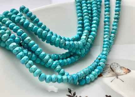 4x6 mm Natural Faceted Rondelle Turquoise Beads Natural Color Turquoise Loose Beads #2583