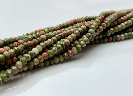 2x3 mm AAA Natural Color Faceted Rondelle Unakite Gemstone Beads Top Quality Micro Faceted Unakite Gemstone Loose Beads # 2443