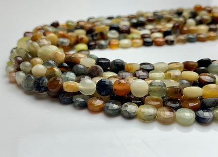 6 mm Micro Faceted Diamond Cut Multi Color Pietersite Flat Coin Disc Shape Gemstone Beads Genuine Natural Pietersite 15 Inches Strand #3213