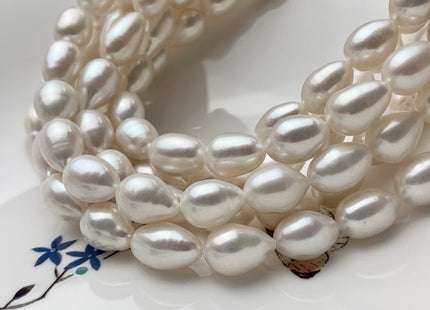 10x13-17 mm AA Natural White Tear Drop Shape Freshwater Pearl Beads High Quality Long Rice Oval Pearls #P1417