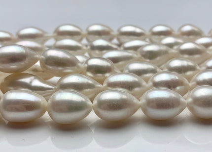 10x13-17 mm AA Natural White Tear Drop Shape Freshwater Pearl Beads High Quality Long Rice Oval Pearls #P1417