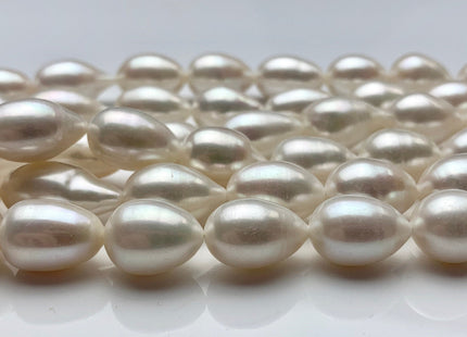 10x13-17 mm AA Natural White Tear Drop Shape Freshwater Pearl Beads High Quality Long Rice Oval Pearls #P1417