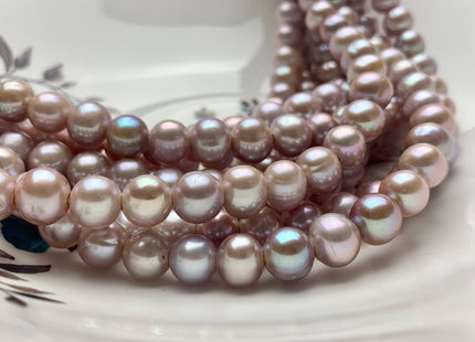 9 mm AAA Half Strand Large Hole Natural Mauve Pink Potato Freshwater Pearl Beads 2.1 mm Hole Large Hole Freshwater Off Round Pearls #467