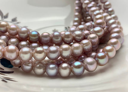 9-10 mm AAA Half Strand Large Hole Natural Mauve Pink Potato Freshwater Pearl Beads 2.1 mm Hole Large Hole Freshwater Off Round Pearls #467