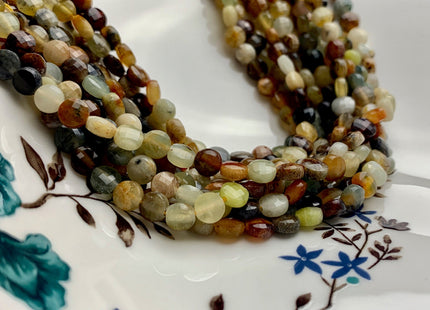 6 mm Micro Faceted Diamond Cut Multi Color Pietersite Flat Coin Disc Shape Gemstone Beads Genuine Natural Pietersite 15 Inches Strand #3213