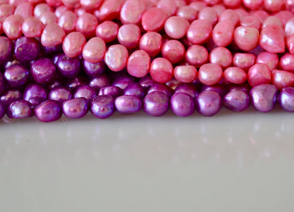 8-9x8-10mm Potato Nugget Pink & Purple Color Freshwater Pearl Beads #921