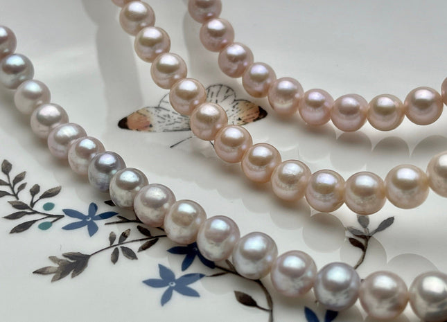 8 mm AA Natural Pink OR Pale Pink Near Round Freshwater Pearl Beads Genuine Natural Freshwater Pearls High Luster Natural Pink Pearls #532