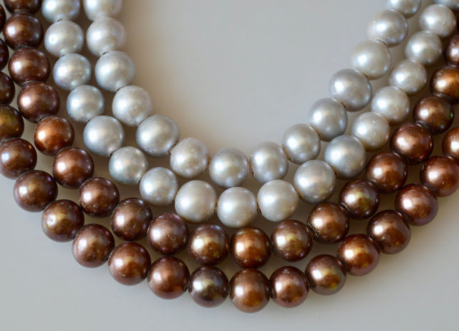 8-8.5mm Large Hole Freshwater Pearl Beads Round/Potato Shape Hole 2mm #788