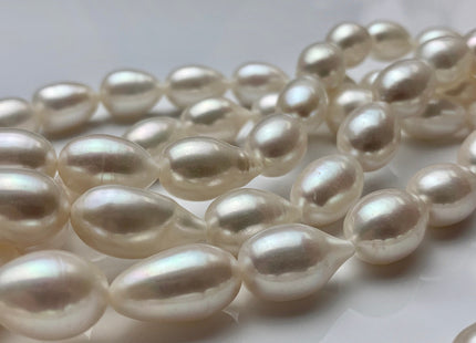 10x13-17 mm AA Natural White Tear Drop Shape Freshwater Pearl Beads High Quality Long Rice Oval Pearls #P1417