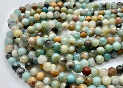 6mm 8mm 10mm Large Hole Natural Multi Color Smooth Round Amazonite Gemstone Beads Hole Size 2.0mm 14 Inches Strand #2845