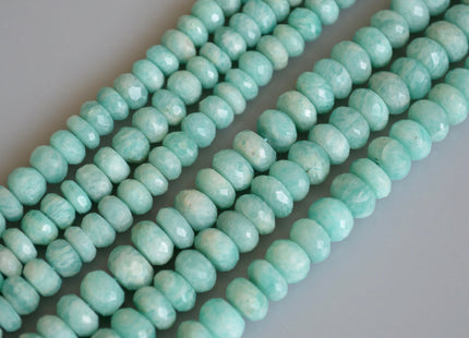 Natural Semi Precious Gemstone Amazonite Beads Natural Color Faceted Roundel Shape 9-9.5 inches #2132