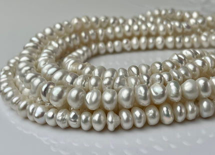 7 mm AA Natural White Color Keshi Disc Freshwater Pearl Beads Center Drilled Genuine Natural Color Keshi Disc Shaped Pearls #P2243