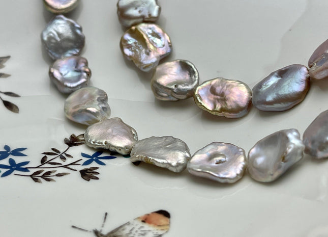 One Piece 10-13x15-20 mm AAA Very Rare Natural Mauve Pink Freshwater Flat Keshi Pearl Genuine High Luster Natural Keshi Nugget Pearl #P2221