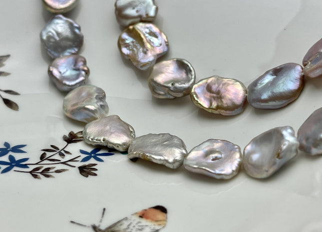 One Piece 10-13x15-20 mm AAA Very Rare Natural Mauve Pink Freshwater Flat Keshi Pearl Genuine High Luster Natural Keshi Nugget Pearl #P2221