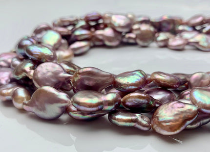 12x15 mm AA Natural Dark Mauve Purple Color Coin Freshwater Pearl Beads Genuine High Luster Tear Drop shape Coin Pearls 25 Pieces #P1329