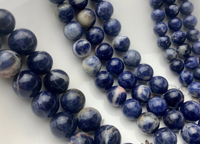 8mm 10mm 12mm Half Strand Smooth Round Sodalite Gemstone Beads Genuine Natural Blue Sodalite High Polished Beads #3694