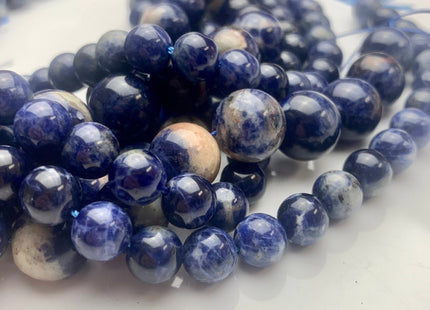 8mm 10mm 12mm Half Strand Smooth Round Sodalite Gemstone Beads Genuine Natural Blue Sodalite High Polished Beads #3694