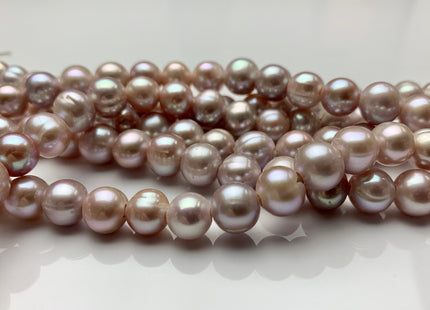 9 mm AAA Half Strand Large Hole Natural Mauve Pink Potato Freshwater Pearl Beads 2.1 mm Hole Large Hole Freshwater Off Round Pearls #467