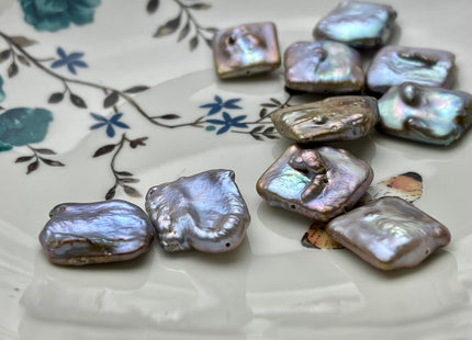 One Piece 18x23 mm Natural Dark Mauve Pink Rectangle Coin Pearl Genuine Mauve Color Irregular Coin Pearl With Slightly Gray Luster #P2203