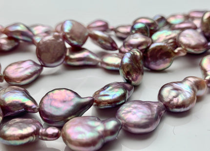 12x15 mm AA Natural Dark Mauve Purple Color Coin Freshwater Pearl Beads Genuine High Luster Tear Drop shape Coin Pearls 25 Pieces #P1329