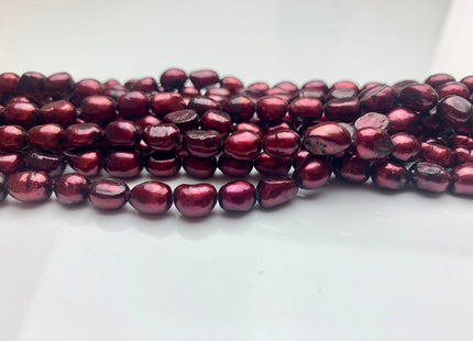 6x8 mm Burgundy Red Color Rice Nugget Freshwater Pearl Beads Genuine RedColor Cultured Freshwater Pearl Nugget Beads #1511