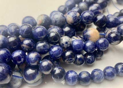 8mm 10mm 12mm Half Strand Smooth Round Sodalite Gemstone Beads Genuine Natural Blue Sodalite High Polished Beads #3694