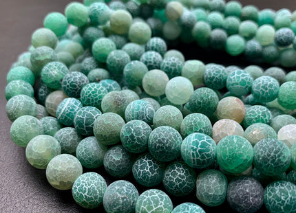 4 mm 6 mm 8 mm 10 mm Green Color Matte Finished Round Cracked Fire Agate Gemstone Beads 14 Inches Strand #2859